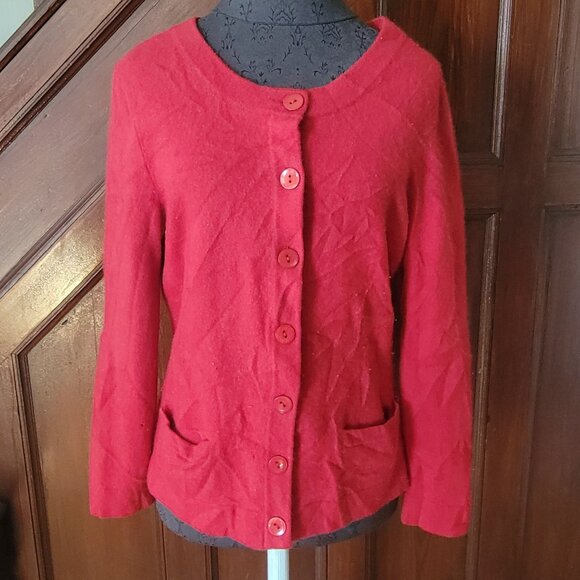 Privé Cashmere Womens Red Cardigan Sweater L - Picture 1 of 5